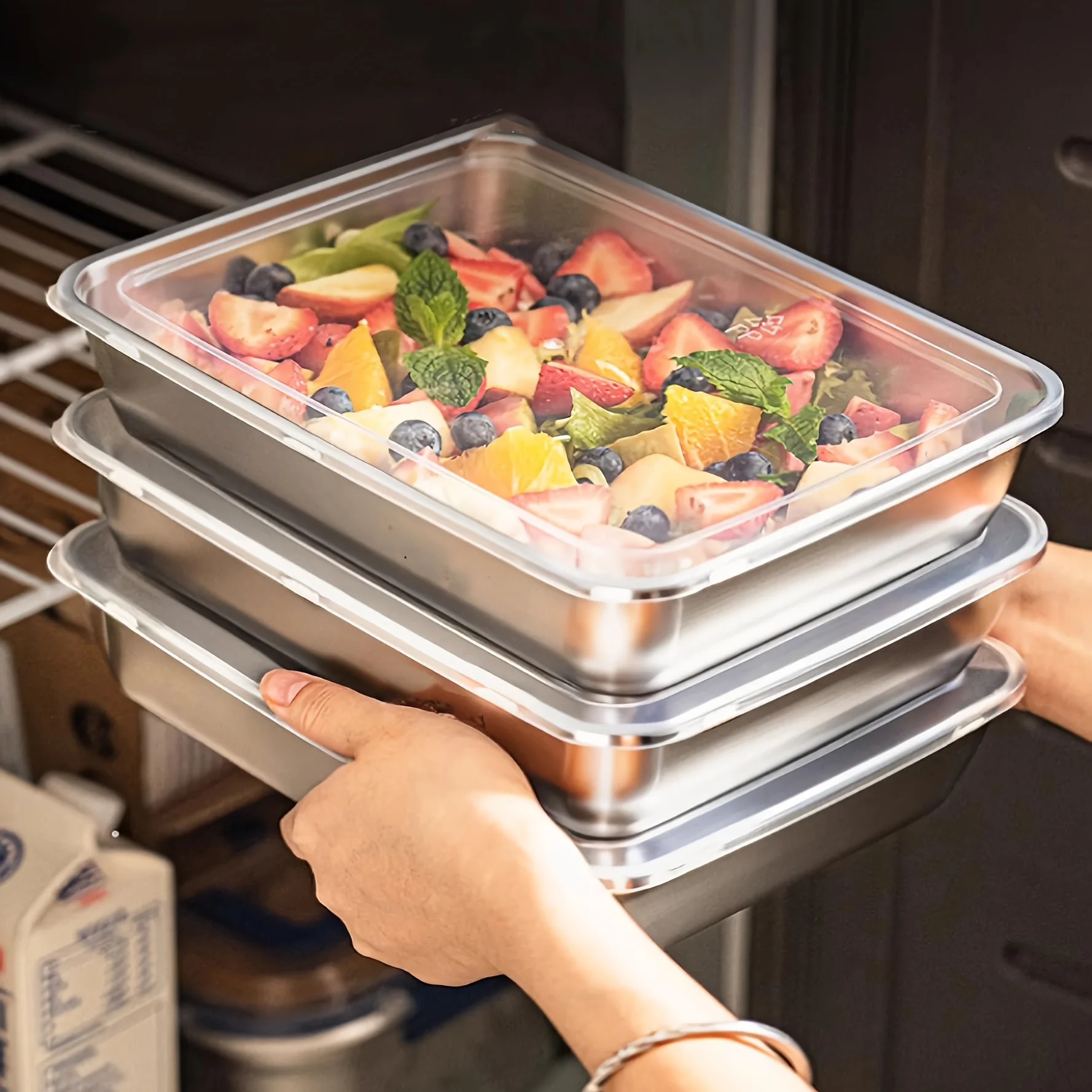 Meal Prep Microwave - 3pcs Stainless Steel Food Containers &