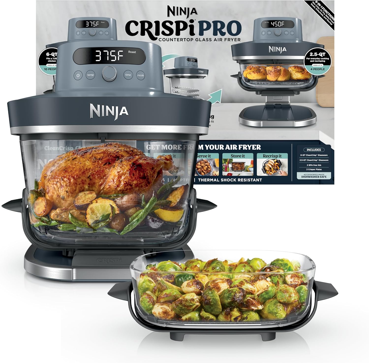 Ninja Crispi Pro 6-in-1 Glass  - đánh giá và giá Meal Prep Microwave